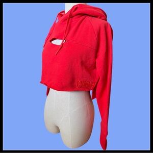 Gymshark Bright Red Cropped Hoodie with Front Keyhole